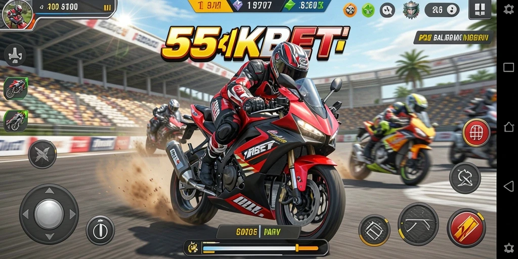 Gameplay menarik dengan balapan motor yang seru.