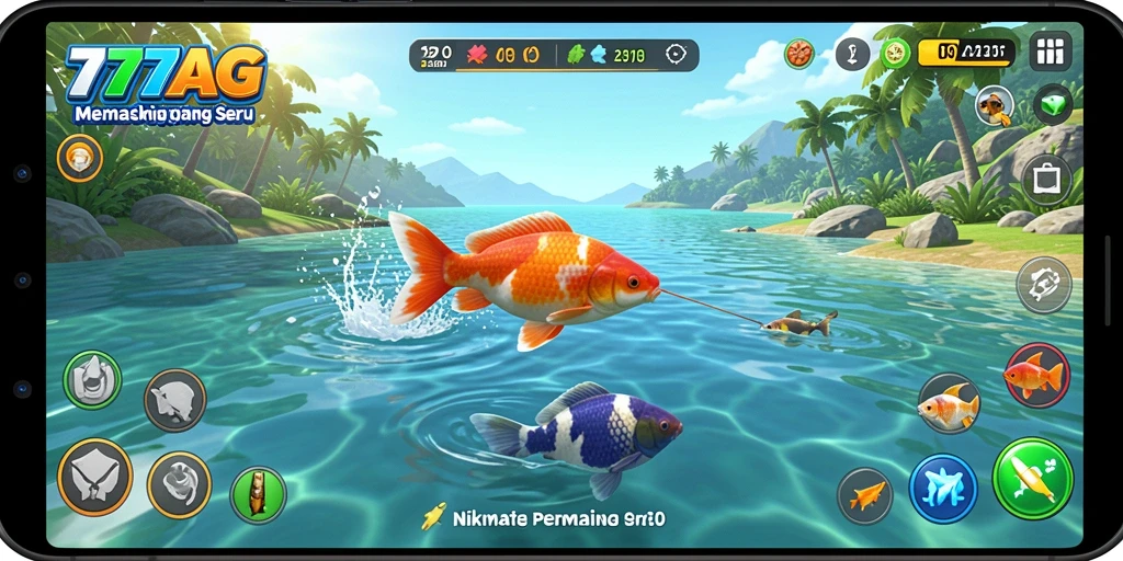 Tampilan gameplay 777AG saat menangkap ikan dengan grafis mengesankan.