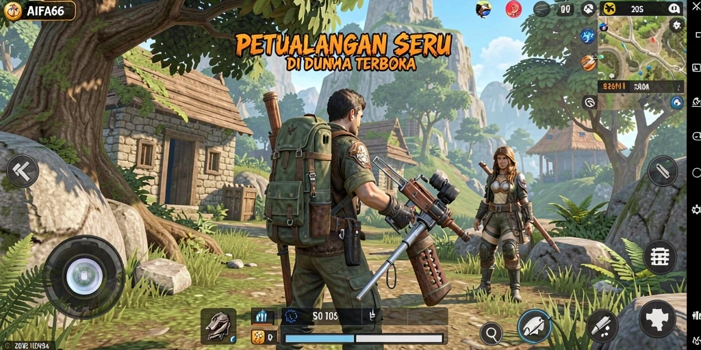 Tampilan gameplay yang menakjubkan dari AIFA66 di dunia terbuka.
