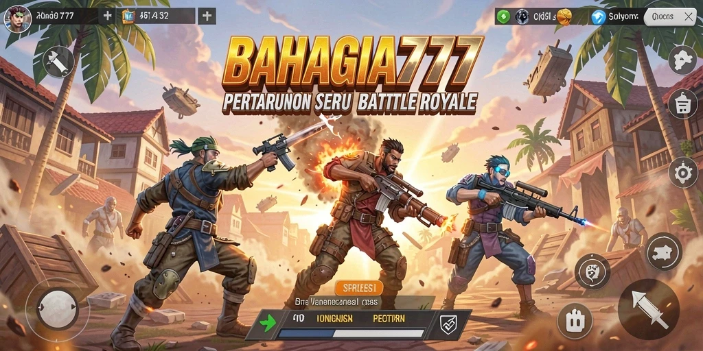 Tampilan gameplay seru dari BAHAGIA777 dalam aksi Battle Royale.