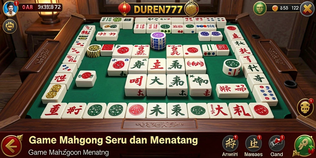 Screenshot gameplay DUREN777 menampilkan suasana permainan Mahjong yang mendebarkan.