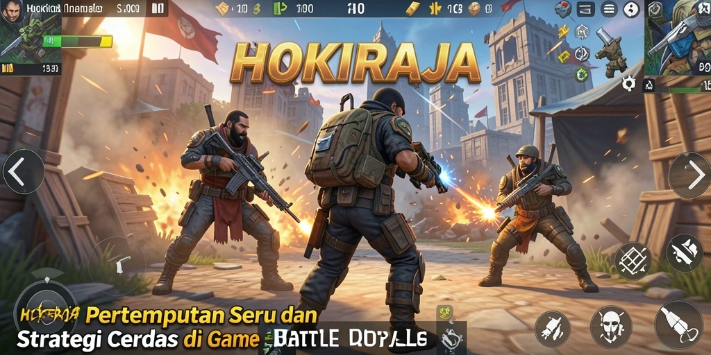 Gameplay intens di HOKIRAJA dengan pertempuran epik Battle Royale.