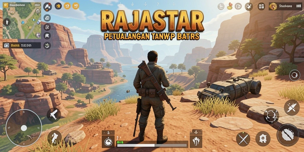 Tangkapan layar gameplay RAJASTAR yang menampilkan petualangan seru di dunia terbuka.