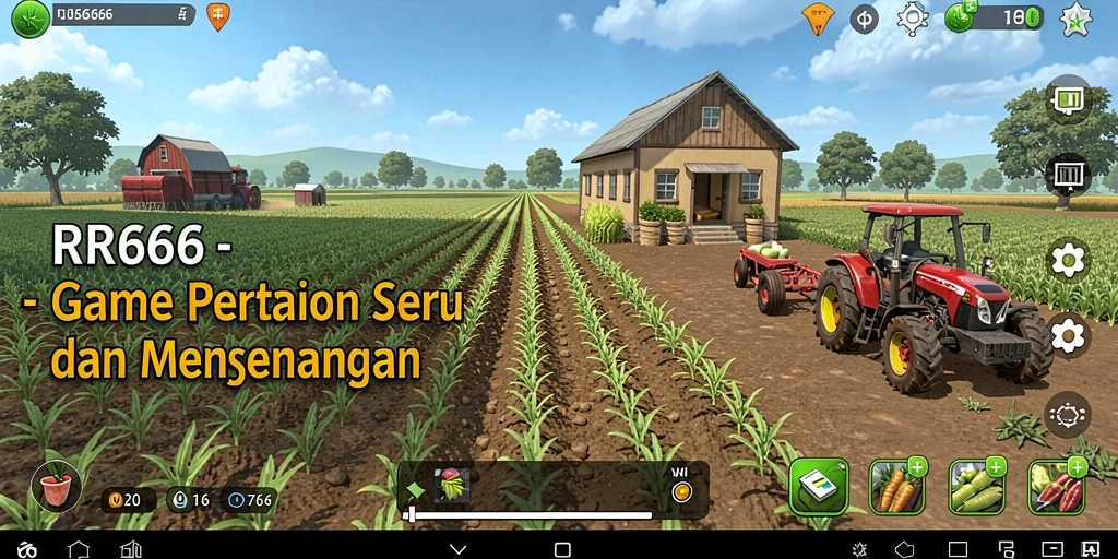 Tangkapan layar gameplay RR666 menunjukkan suasana berkebun yang hidup.