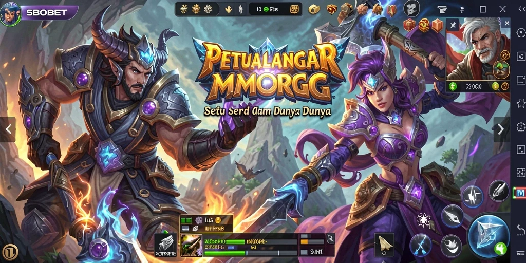 Menampilkan aksi seru dalam gameplay SBOBET MMORPG.