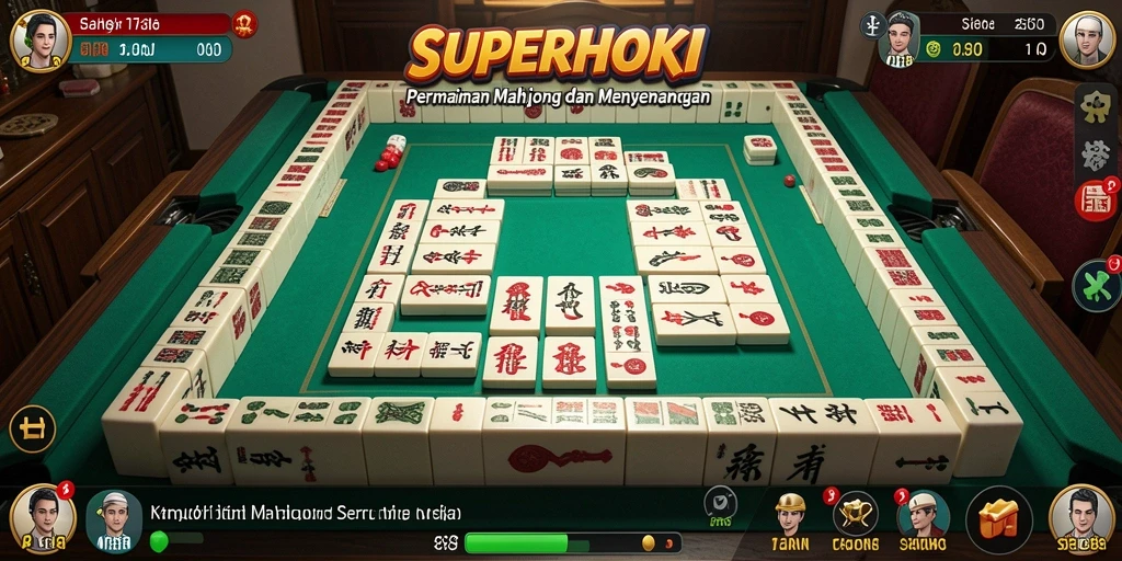 Screenshot gameplay SUPERHOKI menampilkan momen seru permainan Mahjong.