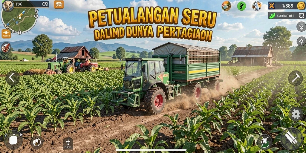 Tampilan gameplay TV888 yang menampilkan aktivitas pertanian.