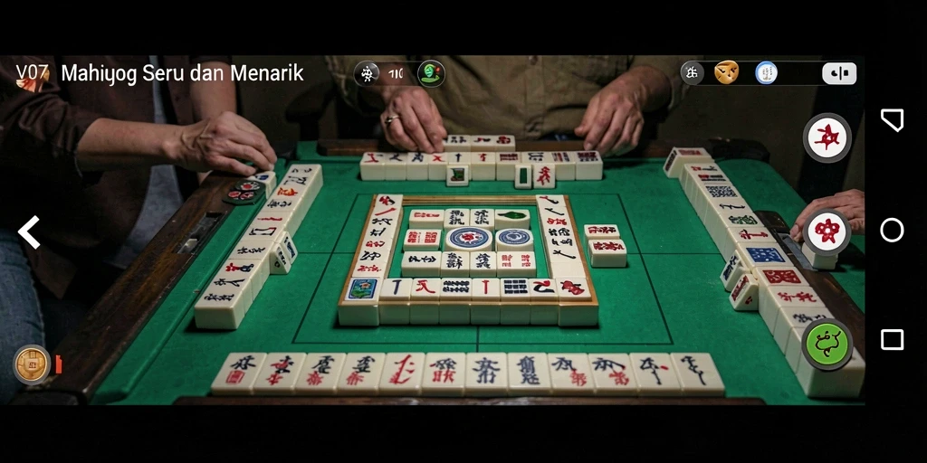 Tampilan gameplay V07 yang menarik dengan desain Mahjong yang modern.